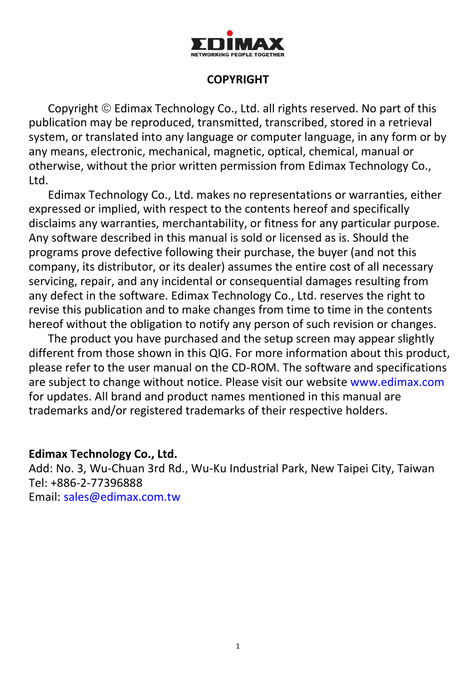 Edimax Technology HP-5101K User Manual | Page 2 / 24