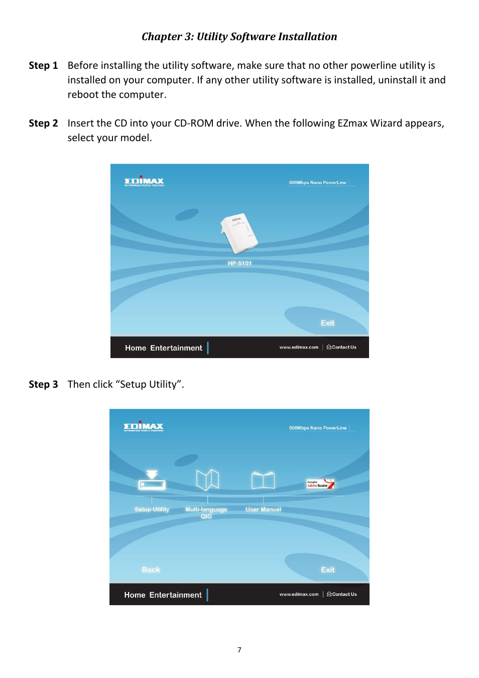 Chapter 3: utility software installation | Edimax Technology HP-5101K User Manual | Page 8 / 24