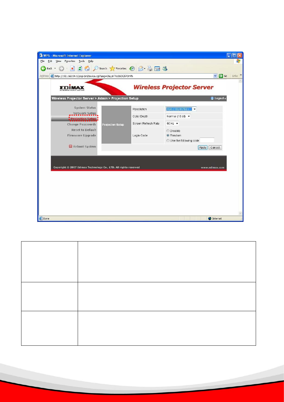 7 projection setup | Edimax Technology WP-S1000 User Manual | Page 40 / 49