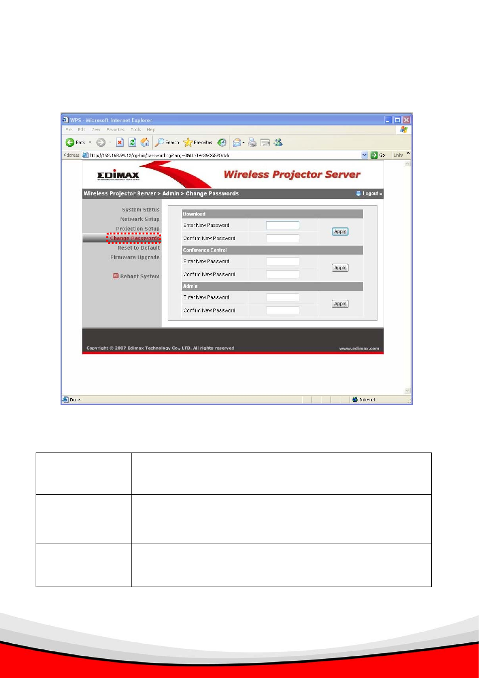 8 change passwords | Edimax Technology WP-S1000 User Manual | Page 41 / 49
