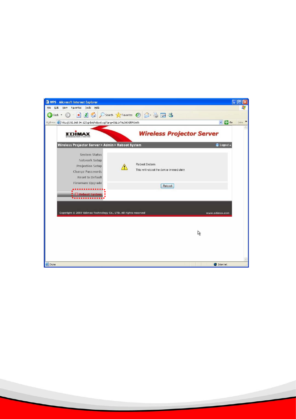 11 reboot system | Edimax Technology WP-S1000 User Manual | Page 44 / 49