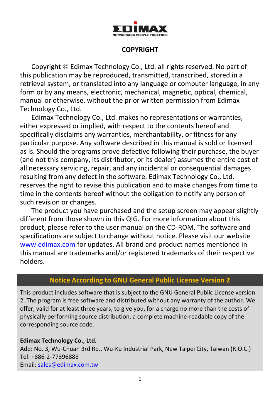 Edimax Technology PT-31W User Manual | Page 2 / 20