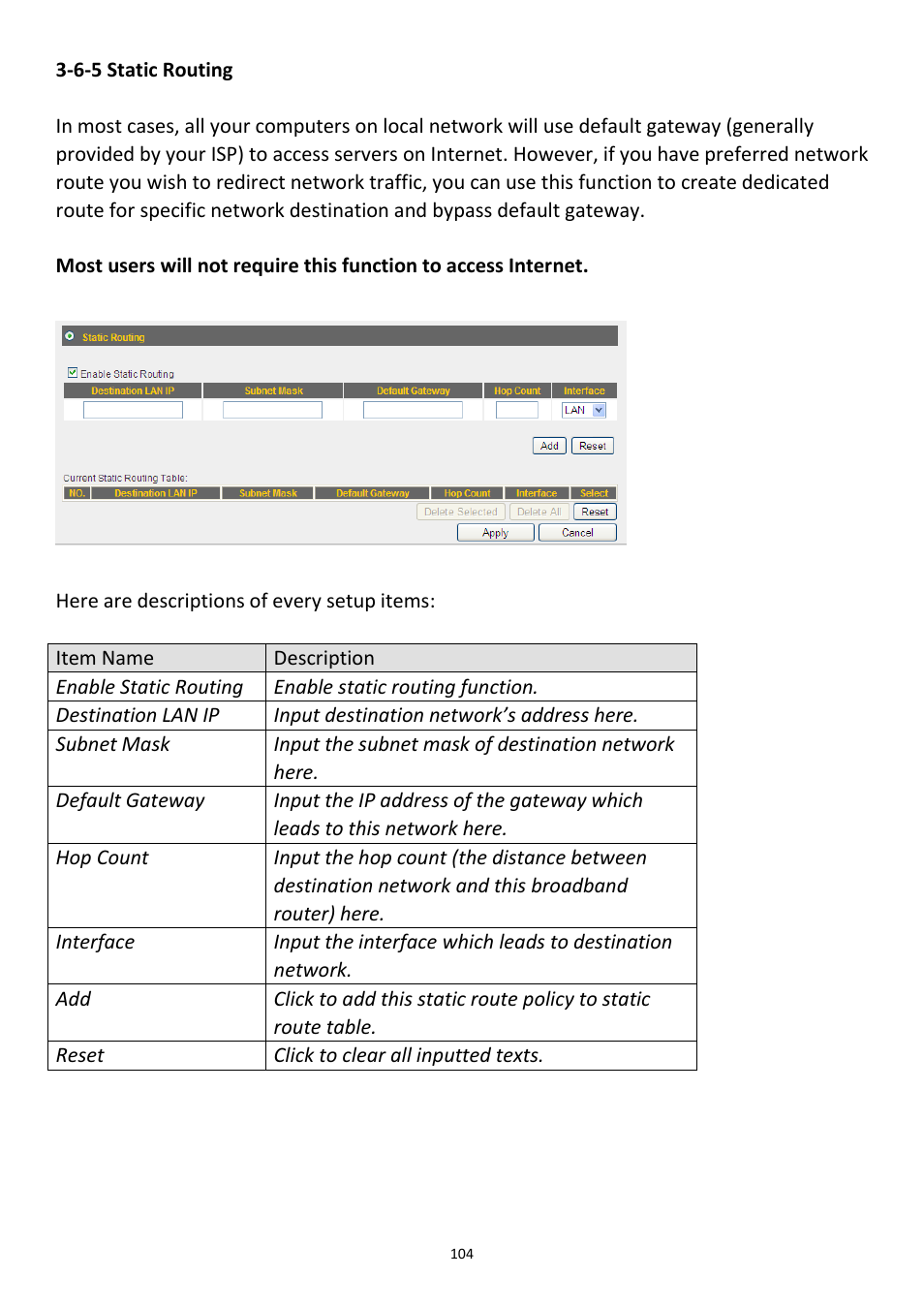 6-5 static routing | Edimax Technology 3G-6218n User Manual | Page 105 / 125