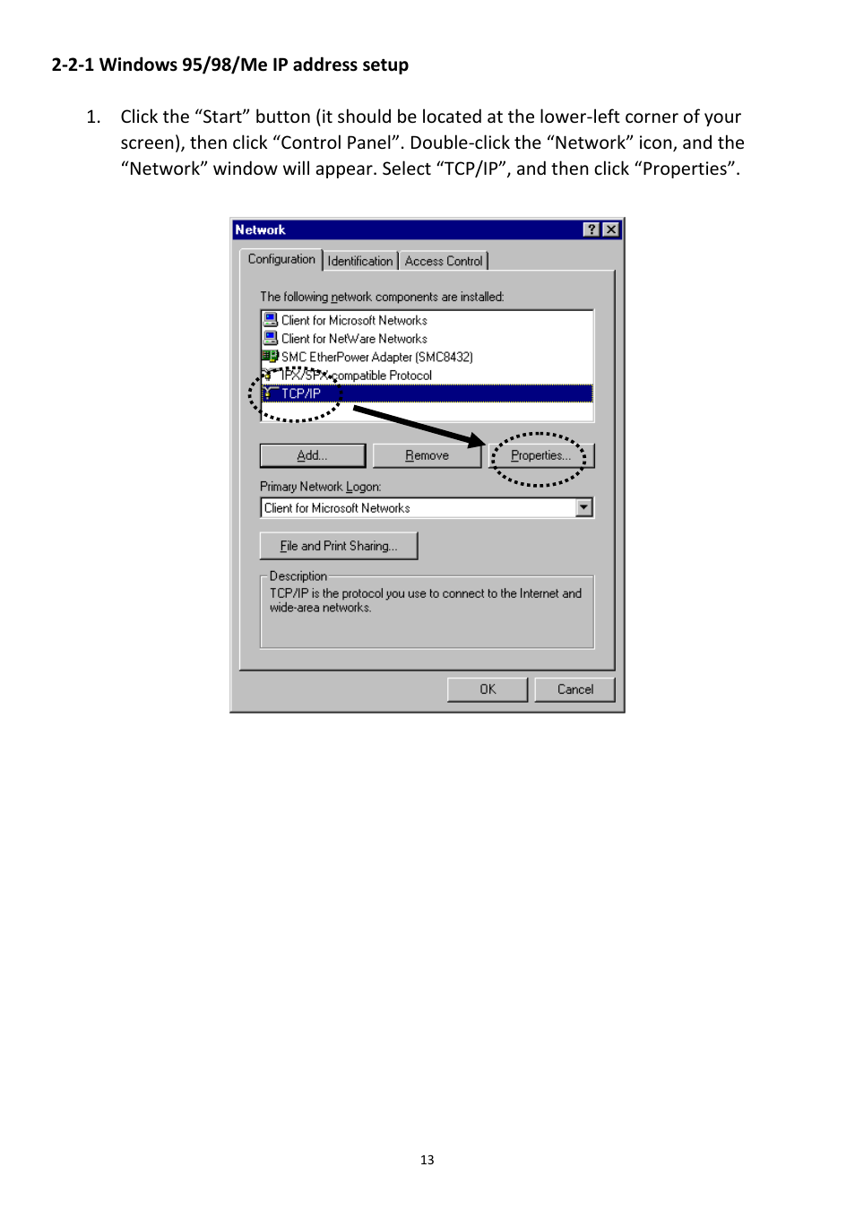 2-1 windows 95/98/me ip address setup | Edimax Technology 3G-6218n User Manual | Page 14 / 125