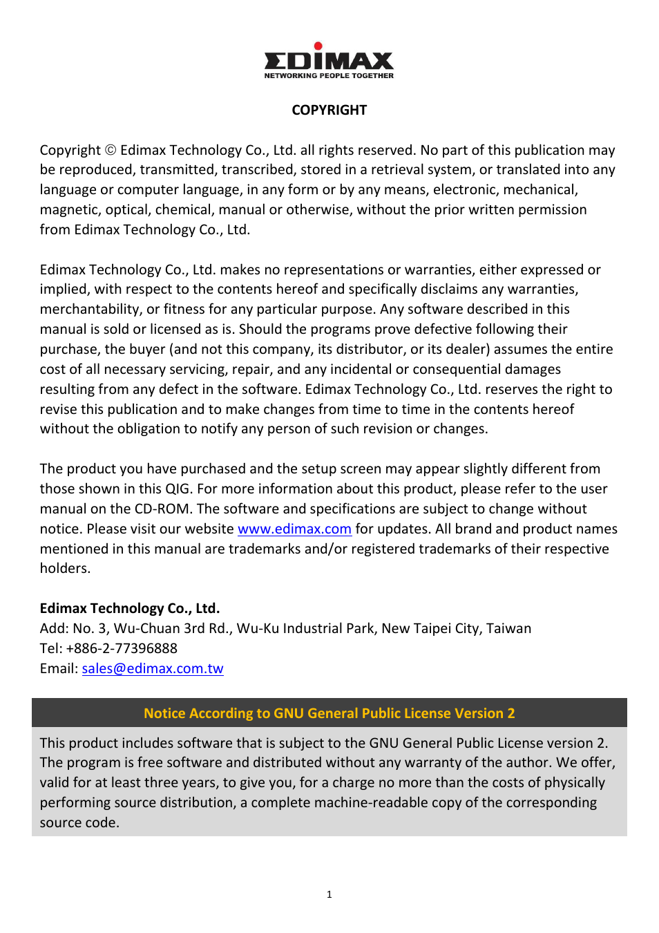 Edimax Technology 3G-6218n User Manual | Page 2 / 125