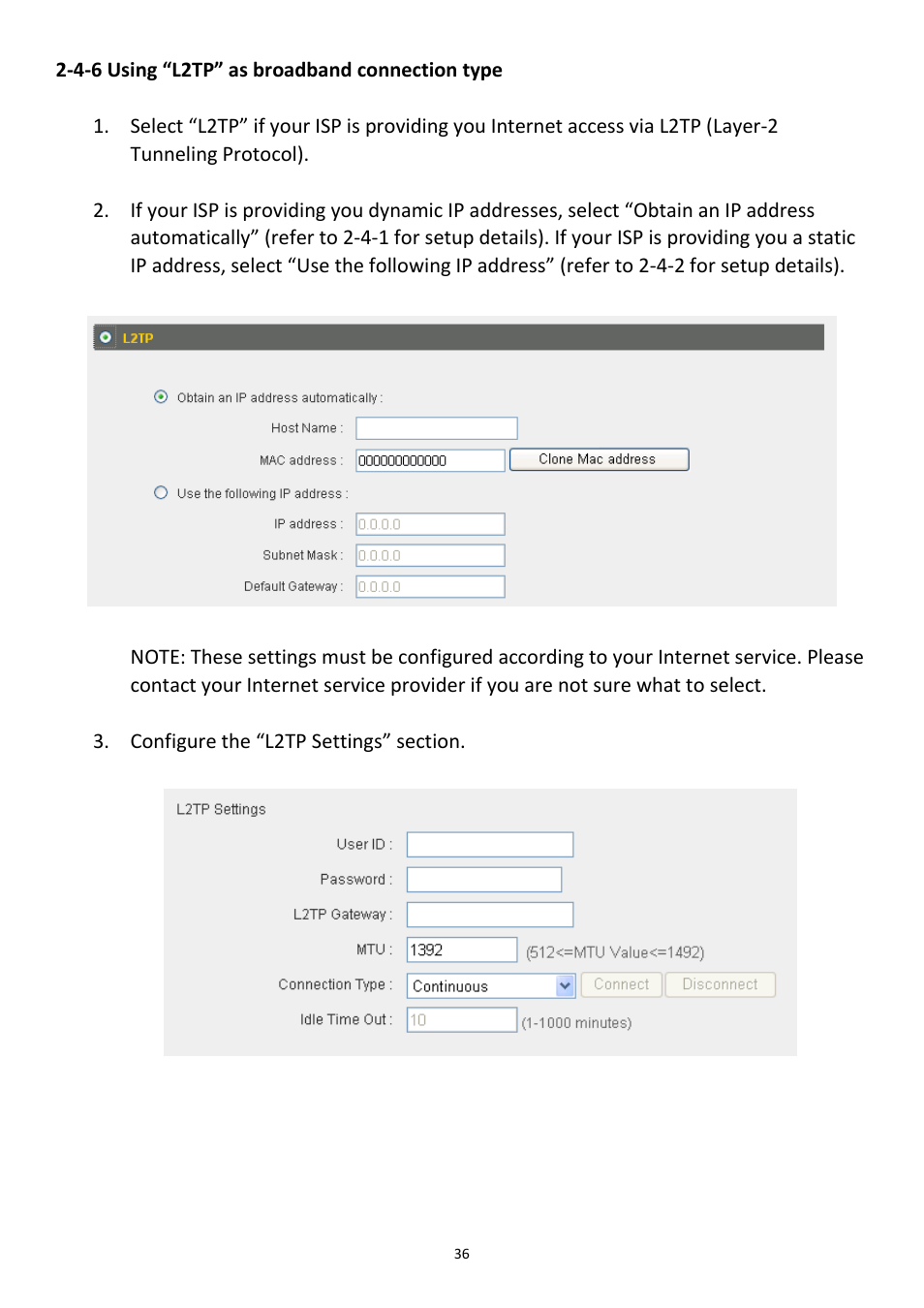 4-6 using “l2tp” as broadband connection type | Edimax Technology 3G-6218n User Manual | Page 37 / 125