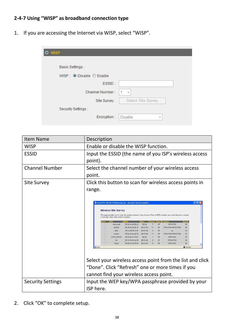 4-7 using “wisp” as broadband connection type | Edimax Technology 3G-6218n User Manual | Page 39 / 125