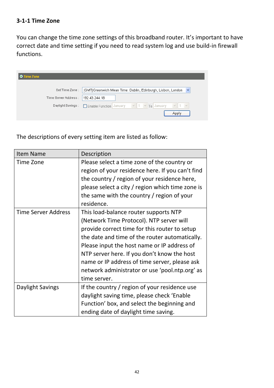 1-1 time zone | Edimax Technology 3G-6218n User Manual | Page 43 / 125