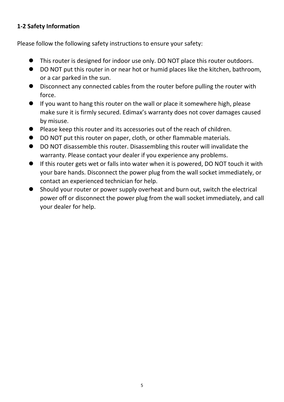 2 safety information | Edimax Technology 3G-6218n User Manual | Page 6 / 125