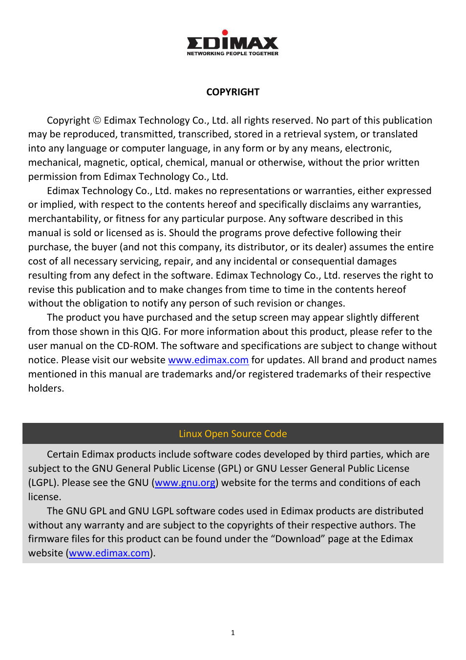 Edimax Technology AR-7211B User Manual | Page 2 / 61