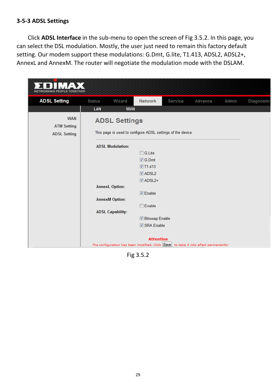 5-3 adsl settings | Edimax Technology AR-7211B User Manual | Page 30 / 61