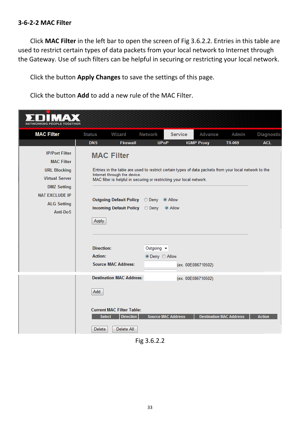 6-2-2 mac filter | Edimax Technology AR-7211B User Manual | Page 34 / 61