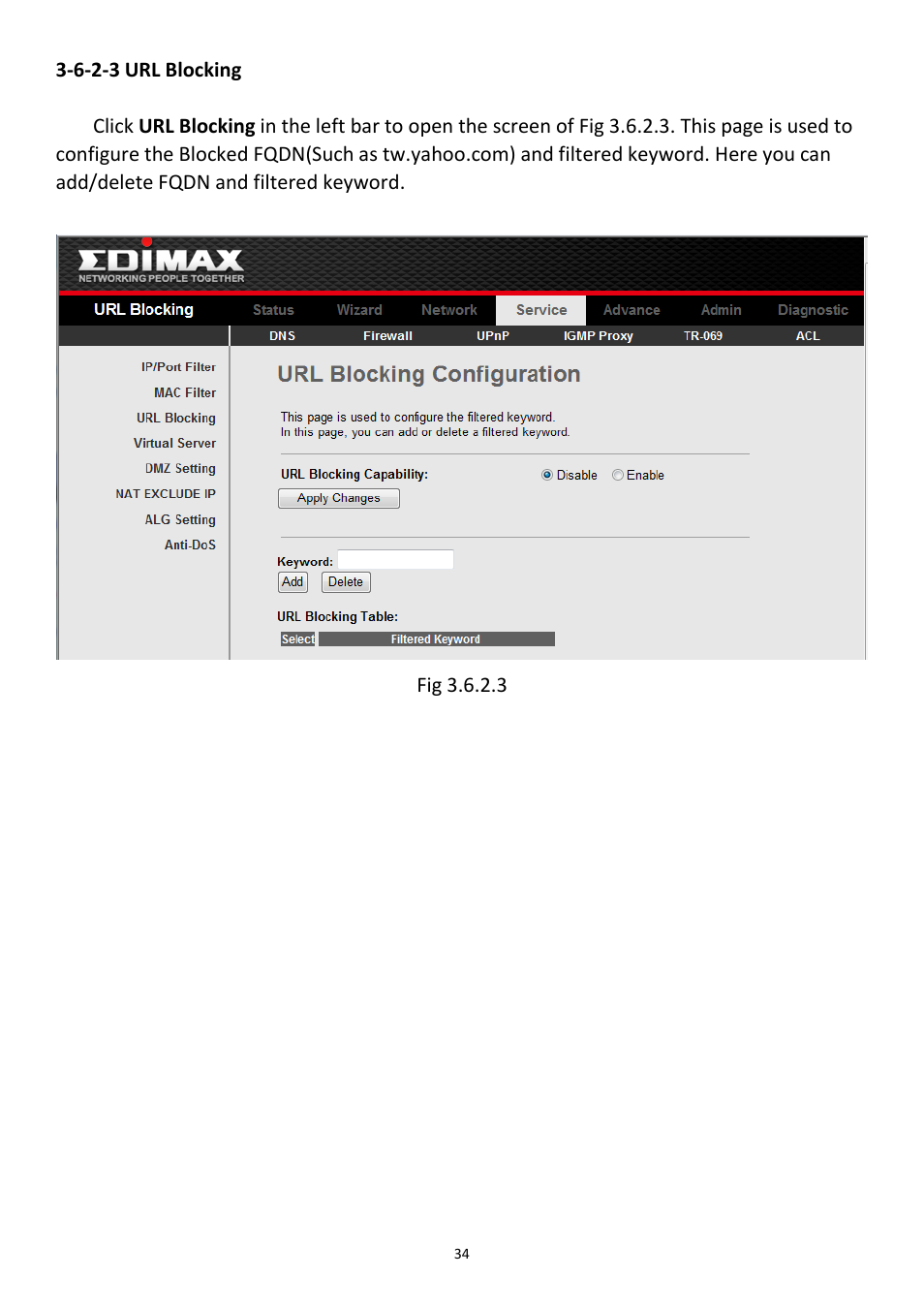 6-2-3 url blocking | Edimax Technology AR-7211B User Manual | Page 35 / 61