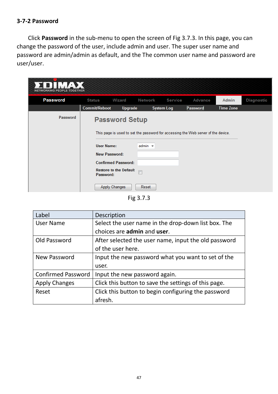 7-2 password | Edimax Technology AR-7211B User Manual | Page 48 / 61