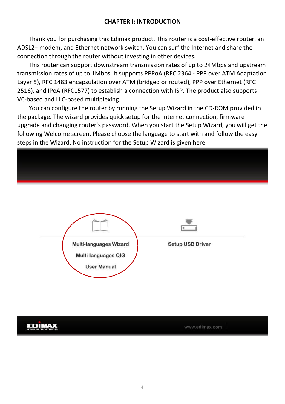 Chapter i: introduction | Edimax Technology AR-7211B User Manual | Page 5 / 61