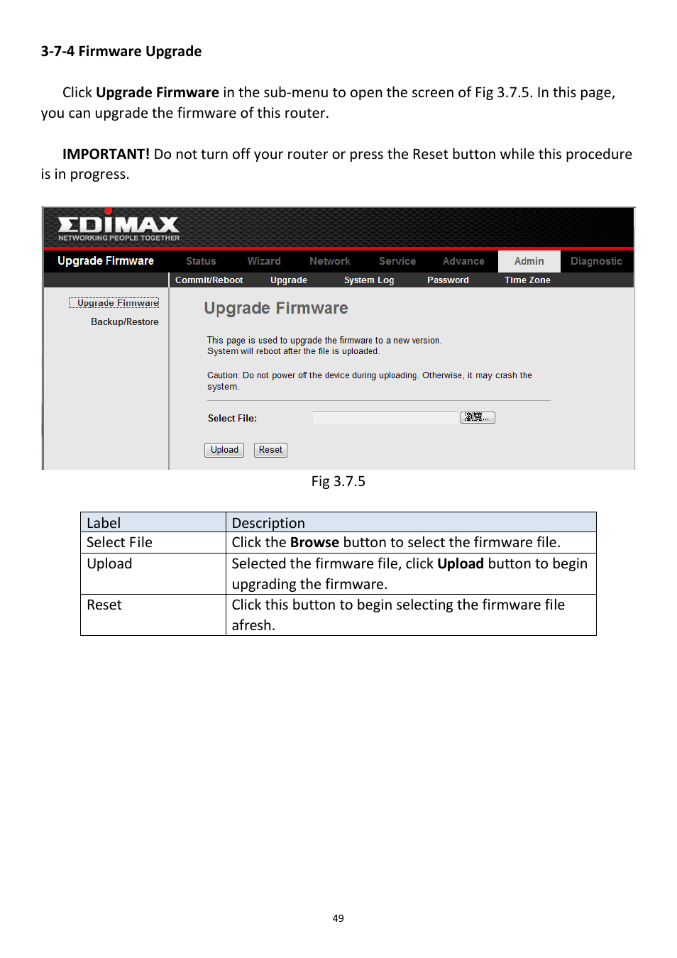 7-4 firmware upgrade | Edimax Technology AR-7211B User Manual | Page 50 / 61