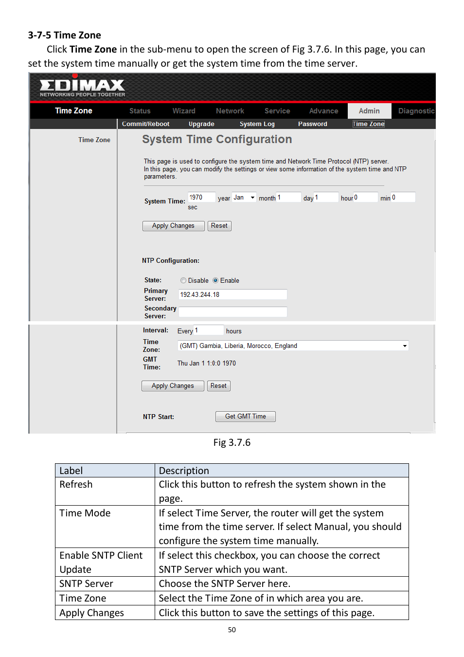 7-5 time zone | Edimax Technology AR-7211B User Manual | Page 51 / 61