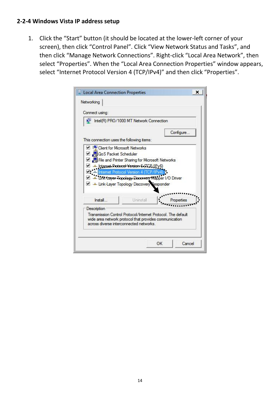 2-4 windows vista ip address setup | Edimax Technology 3G-6408n User Manual | Page 15 / 113