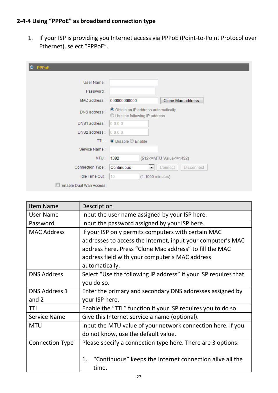 4-4 using “pppoe” as broadband connection type | Edimax Technology 3G-6408n User Manual | Page 28 / 113