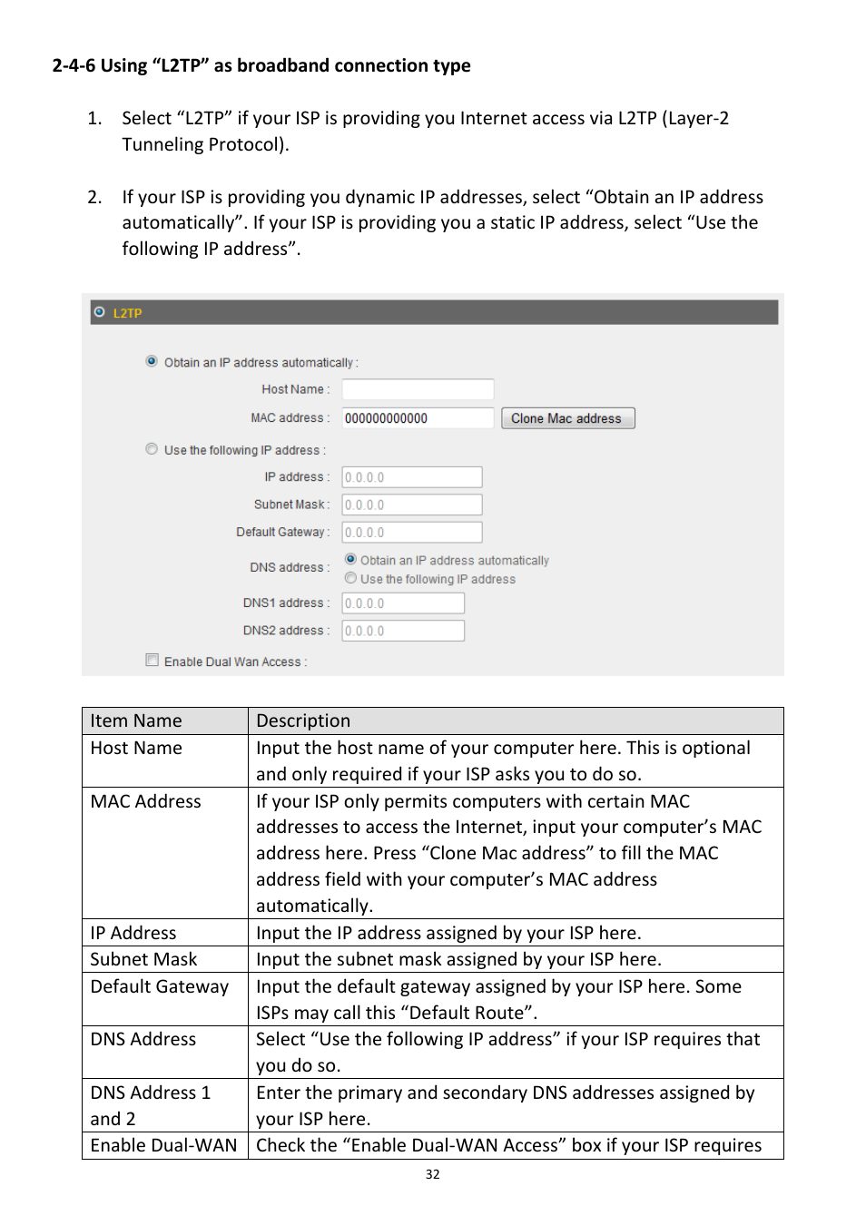 4-6 using “l2tp” as broadband connection type | Edimax Technology 3G-6408n User Manual | Page 33 / 113