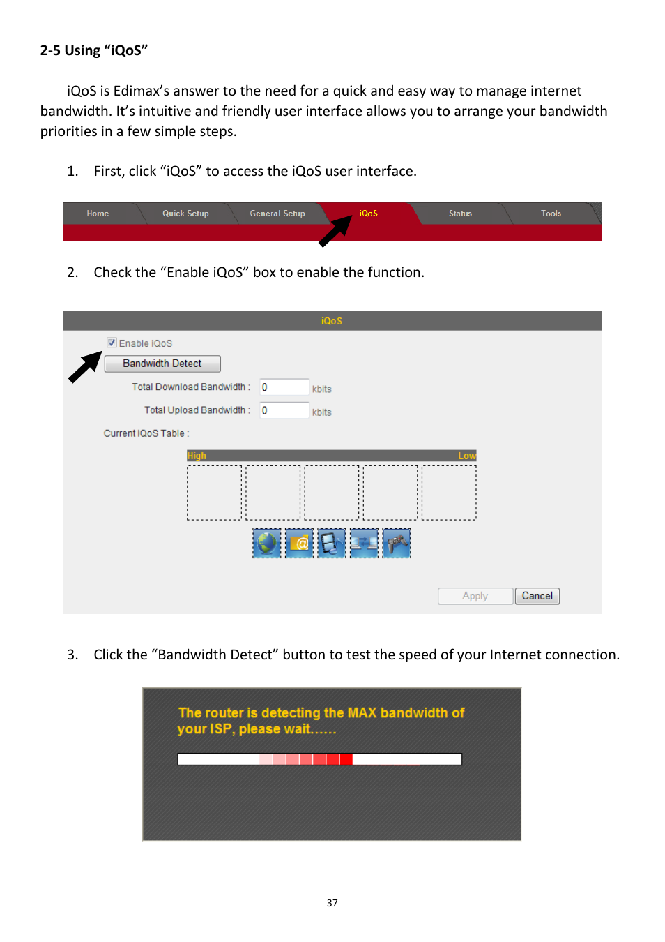5 using “iqos | Edimax Technology 3G-6408n User Manual | Page 38 / 113