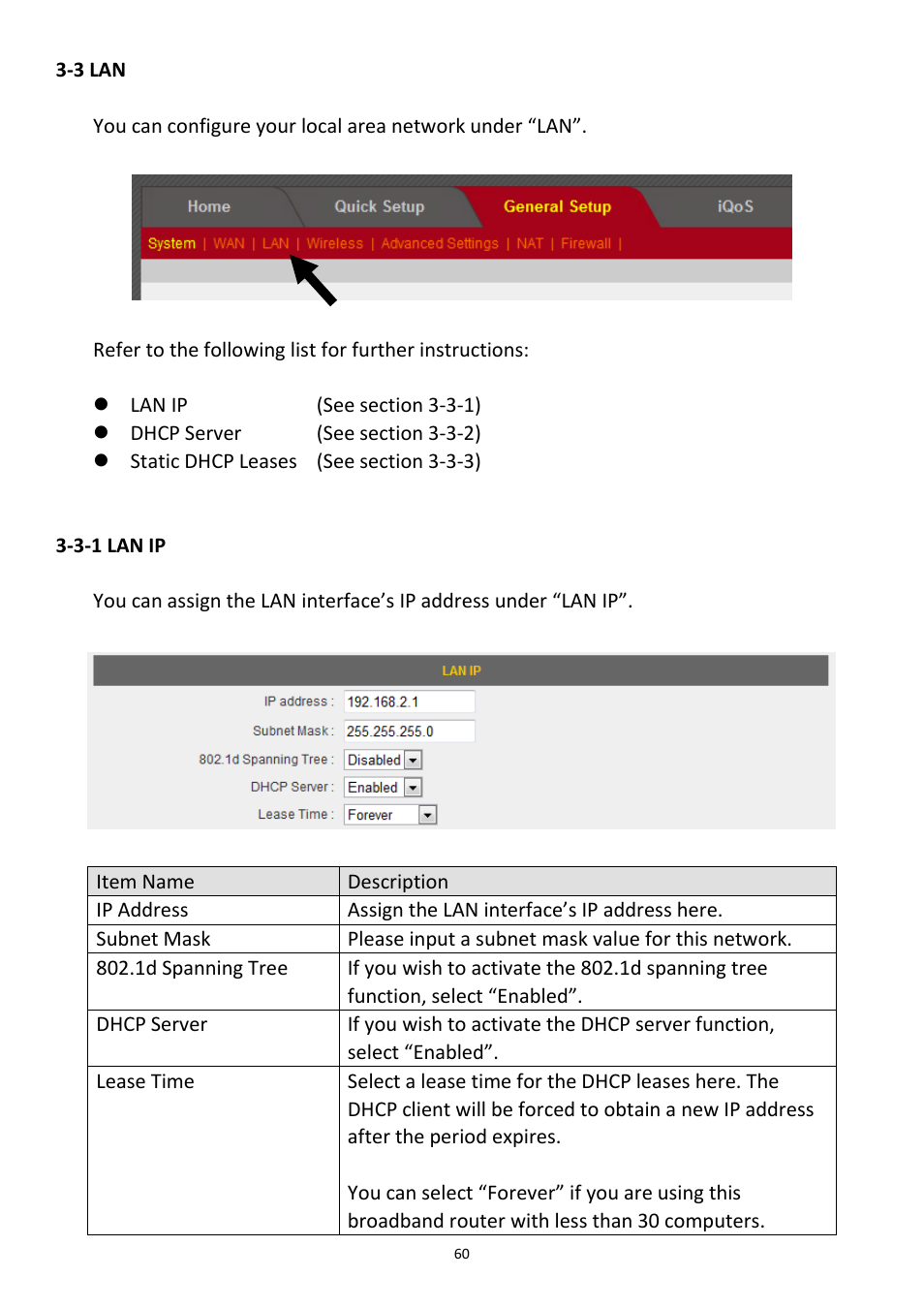 3 lan, 3-1 lan ip | Edimax Technology 3G-6408n User Manual | Page 61 / 113