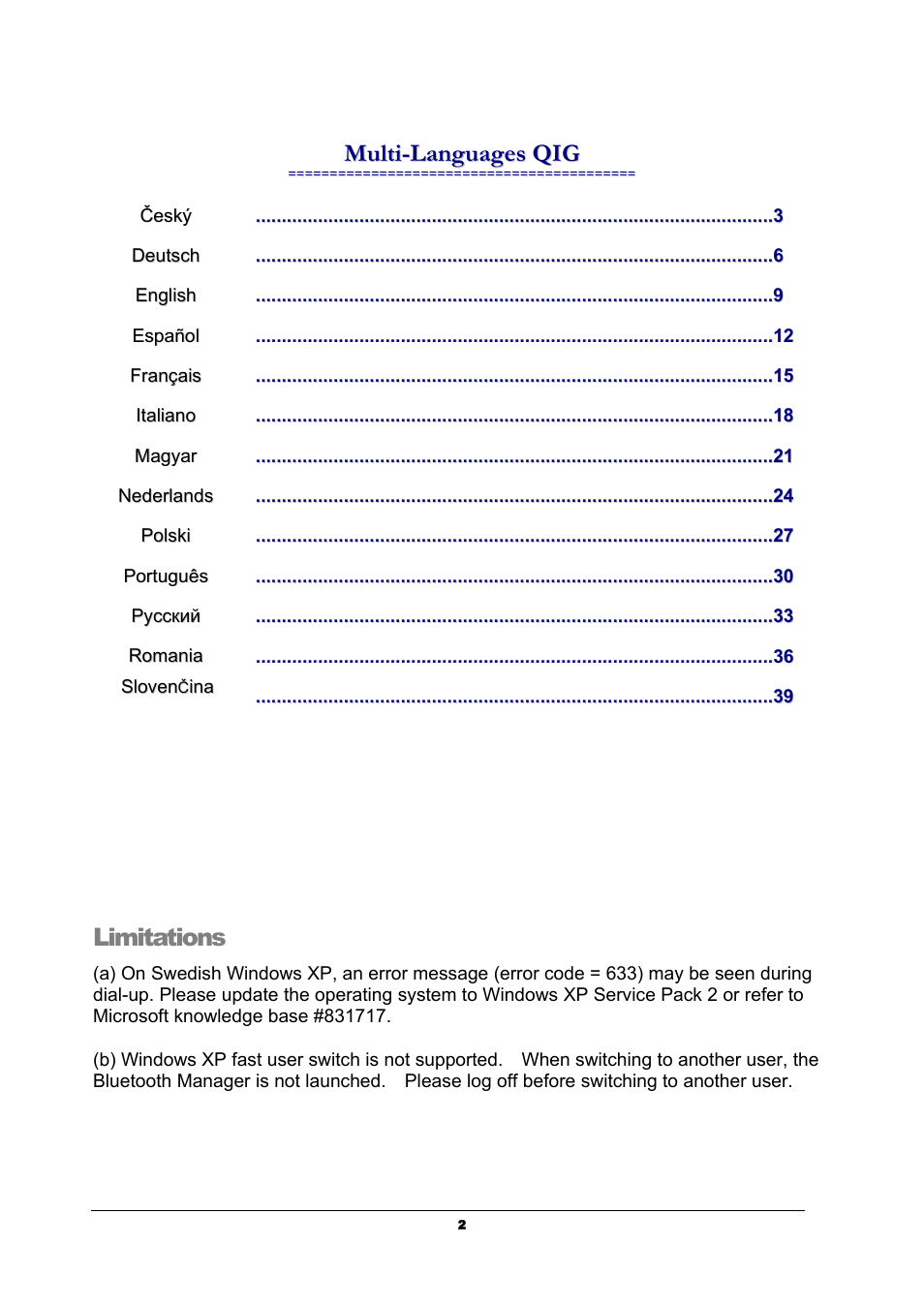 Limitations | Edimax Technology EB-MDC2 User Manual | Page 2 / 42