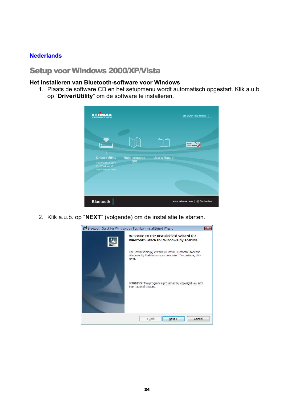 Setup voor windows 2000/xp/vista | Edimax Technology EB-MDC2 User Manual | Page 24 / 42