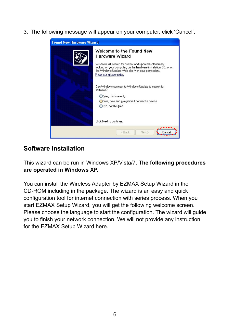 Software installation | Edimax Technology EW-7722UTn User Manual | Page 7 / 16