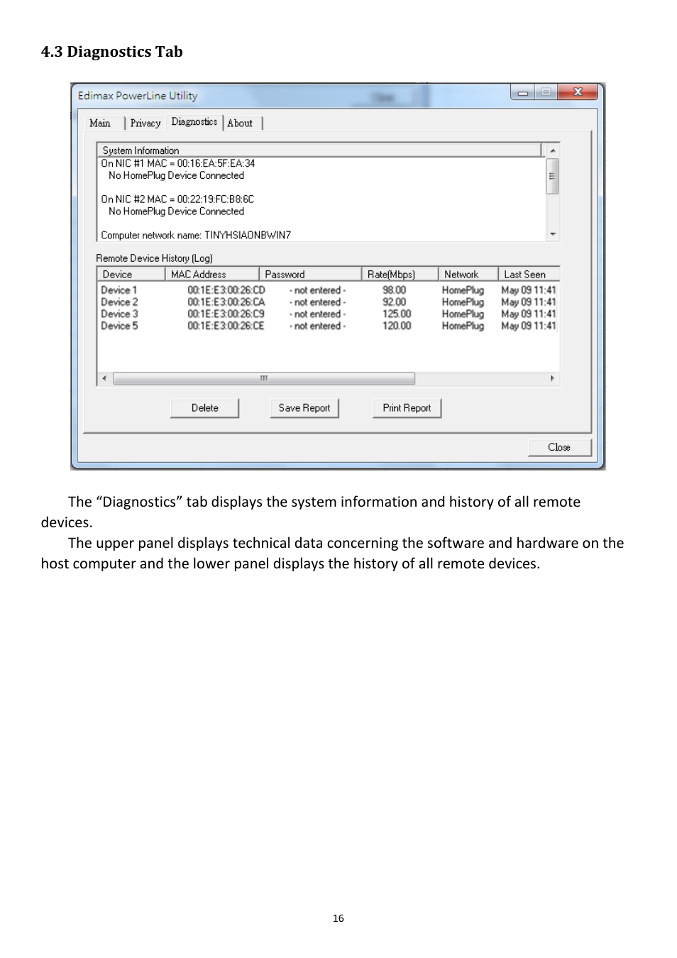 3 diagnostics tab | Edimax Technology HP-5001k User Manual | Page 17 / 22
