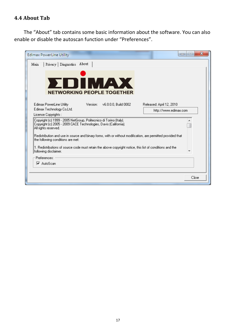 4 about tab | Edimax Technology HP-5001k User Manual | Page 18 / 22