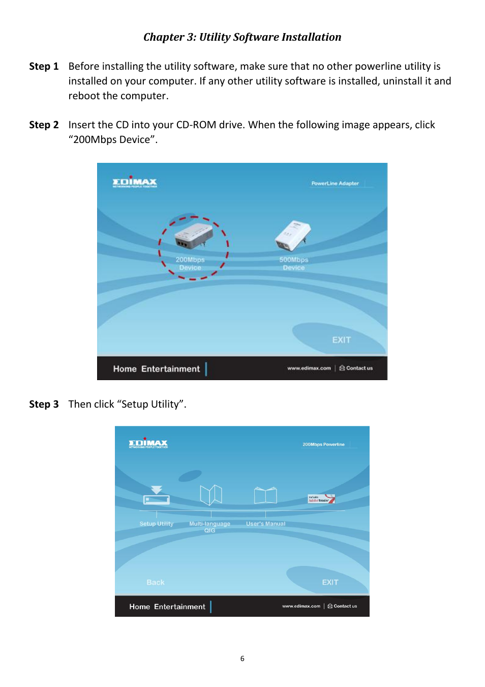 Chapter 3: utility software installation | Edimax Technology HP-2002ES User Manual | Page 7 / 21