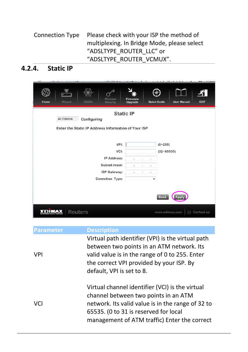 Static ip | Edimax Technology AR-7186WnB User Manual | Page 35 / 92