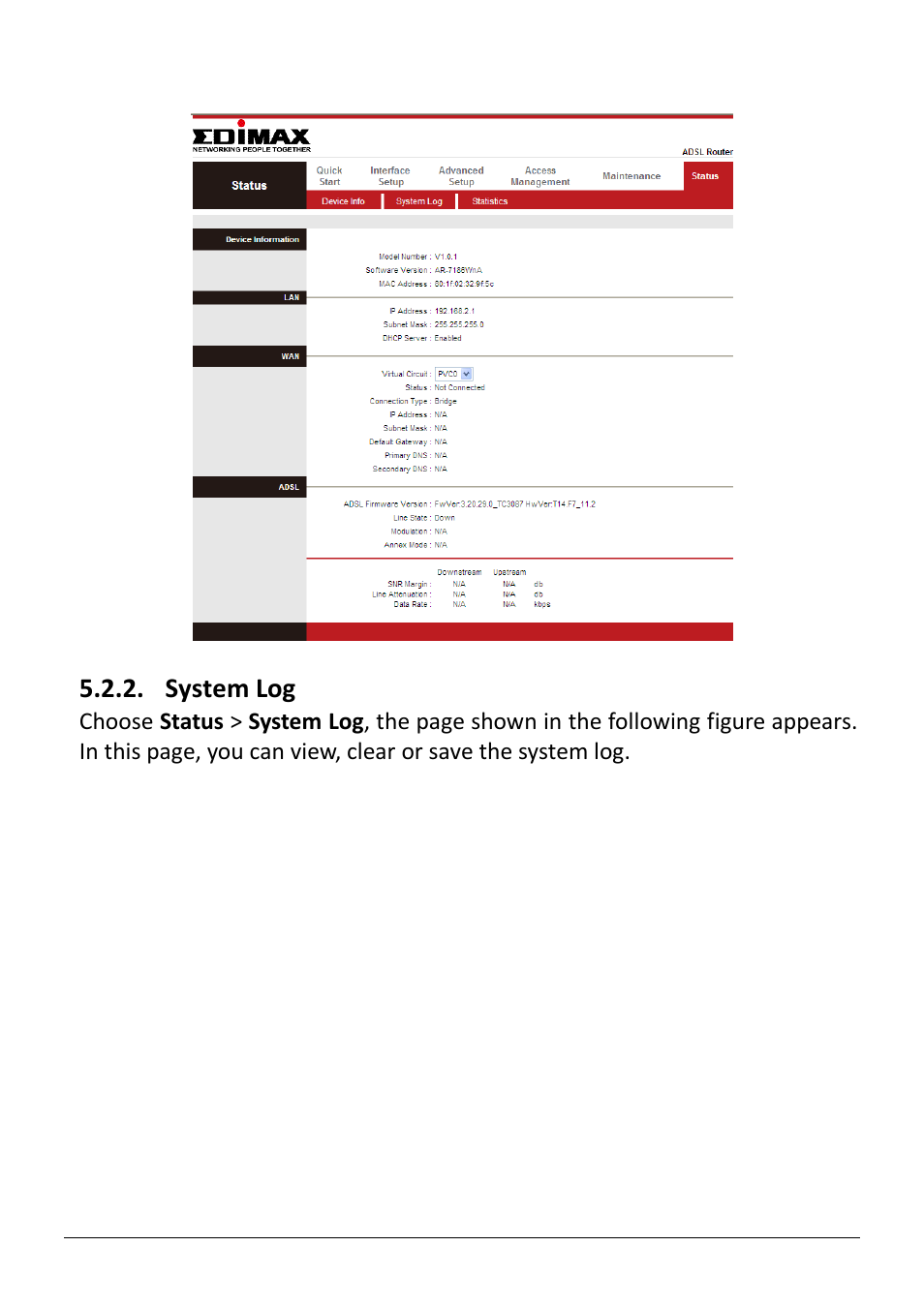 System log | Edimax Technology AR-7186WnB User Manual | Page 38 / 92