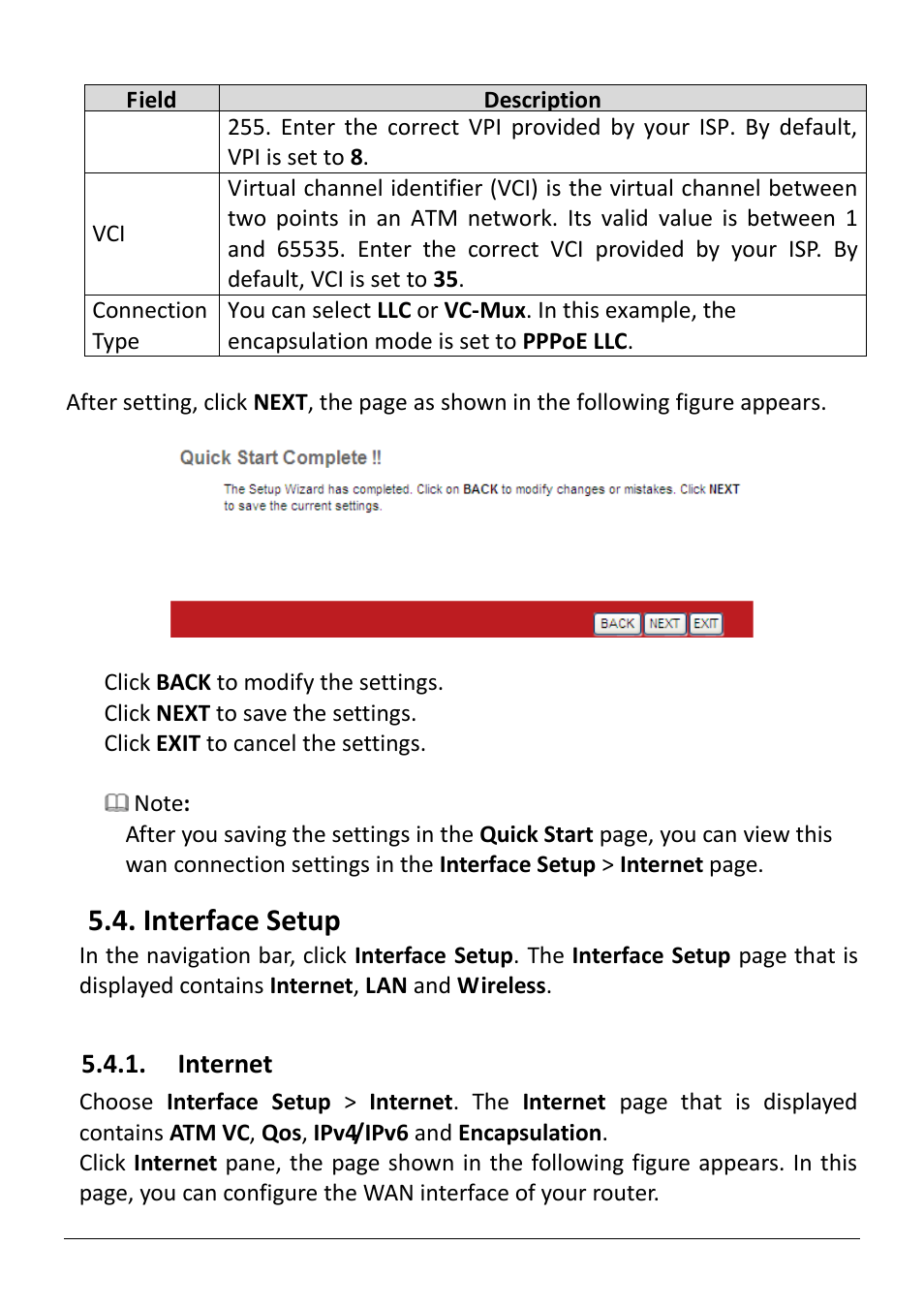 Nterface, Etup, Internet | Interface setup | Edimax Technology AR-7186WnB User Manual | Page 47 / 92