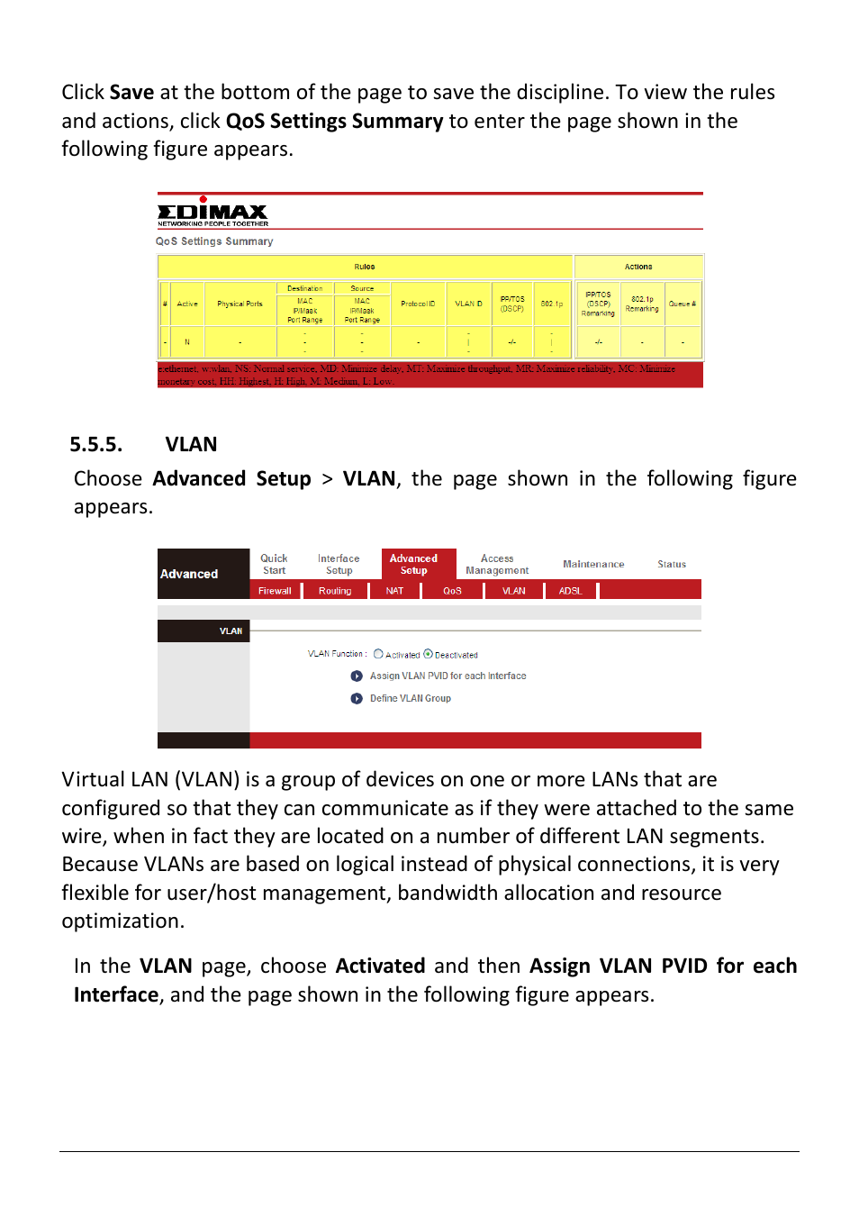 Vlan | Edimax Technology AR-7186WnB User Manual | Page 74 / 92