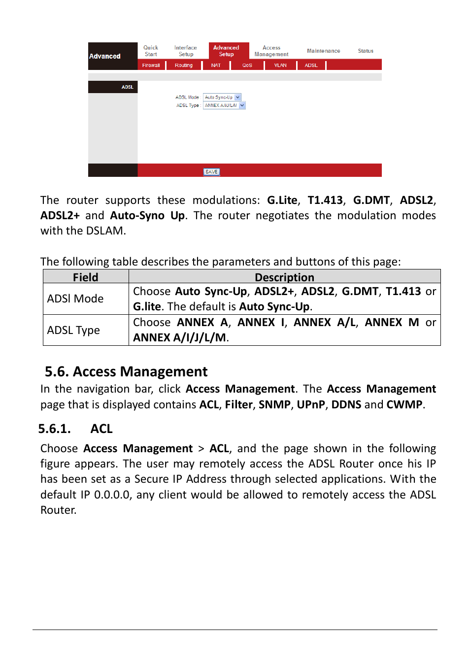 Ccess, Anagement, Access management | Edimax Technology AR-7186WnB User Manual | Page 77 / 92