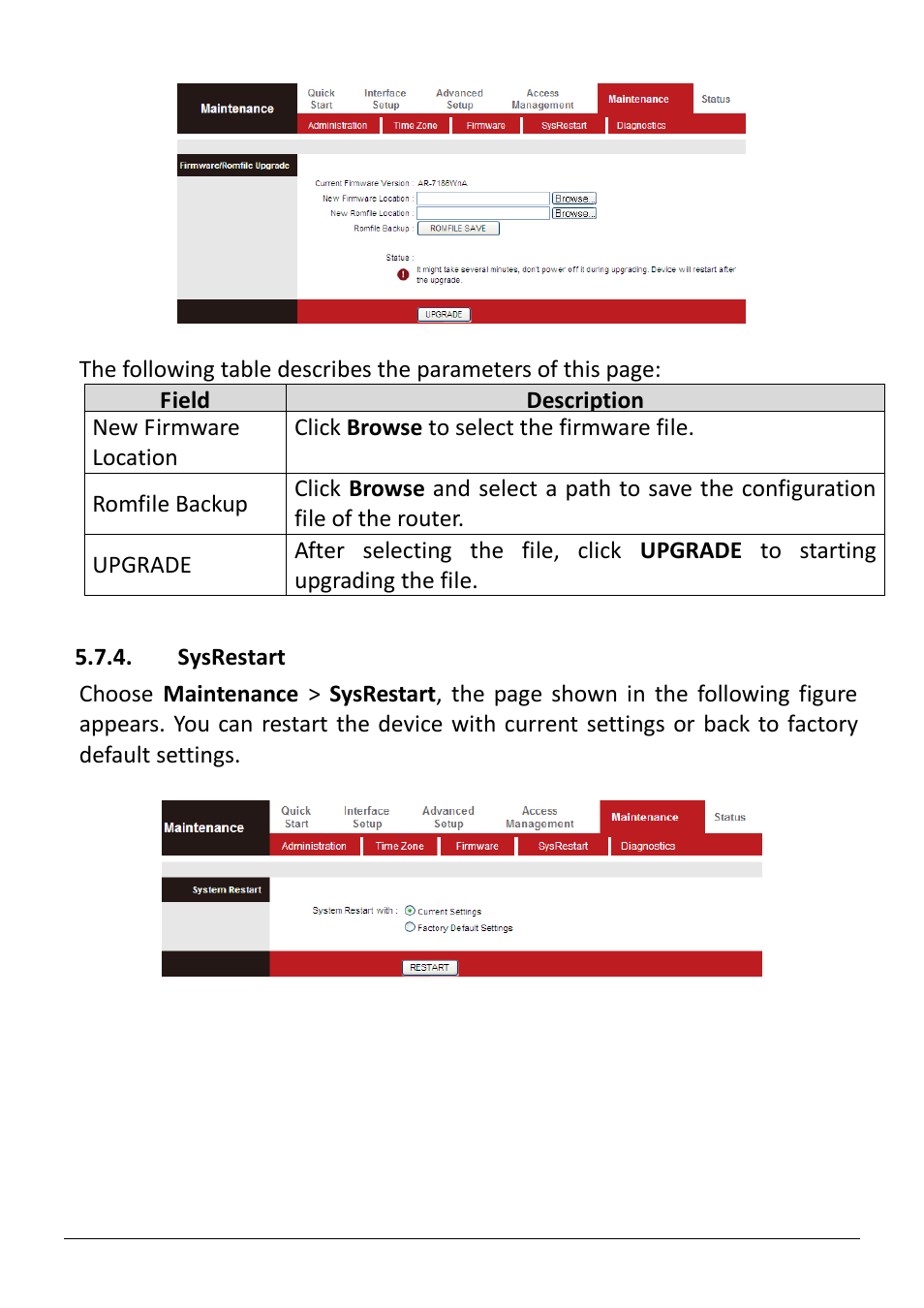 Sysrestart | Edimax Technology AR-7186WnB User Manual | Page 87 / 92