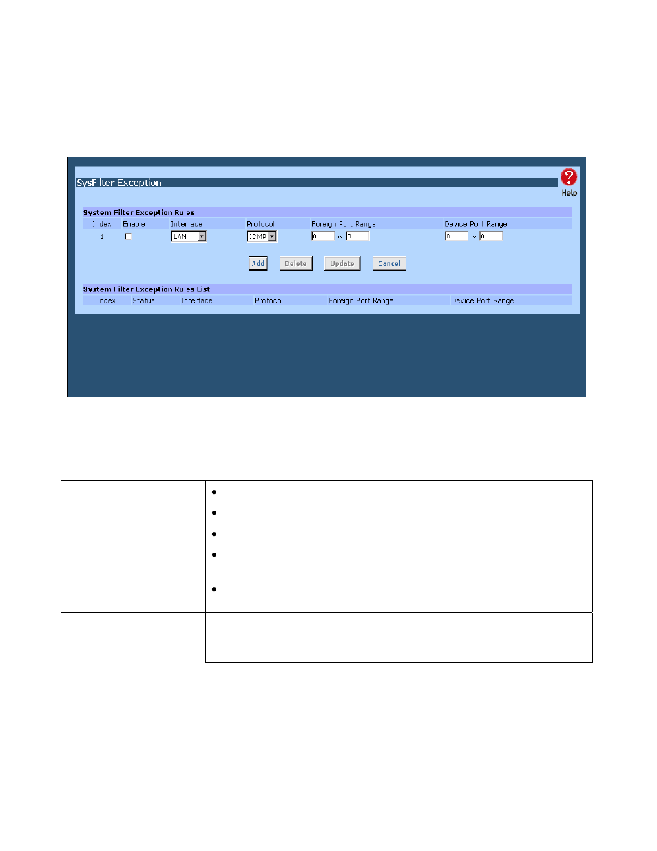 Sysfilter exception, Firewall exception | Edimax Technology BR-6624 User Manual | Page 58 / 84