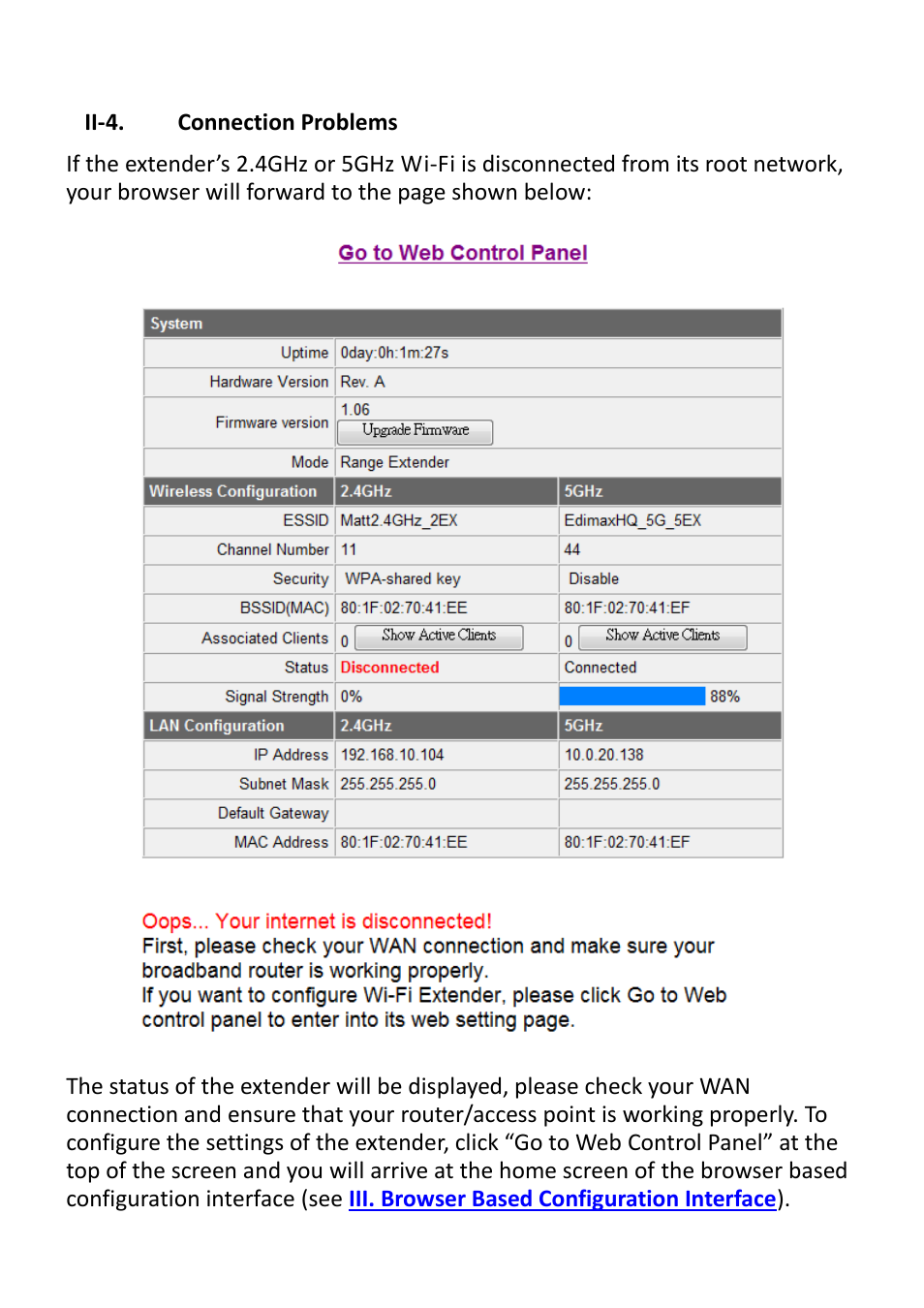 Ii-4, Connection problems | Edimax Technology EW-7238RPD User Manual | Page 21 / 89
