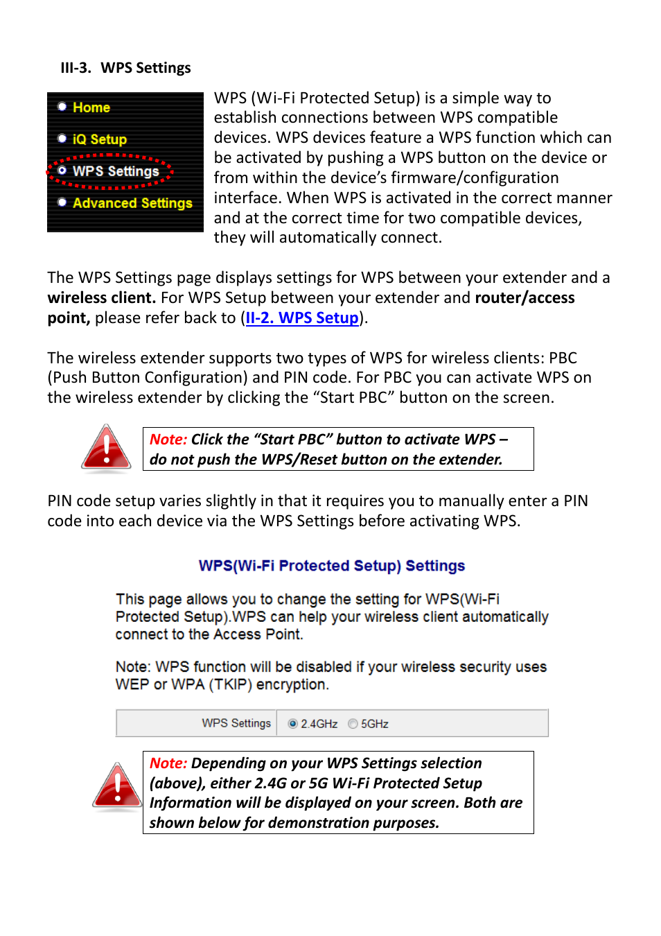 Iii-3, Wps settings, Iii-3. wps settings | Edimax Technology EW-7238RPD User Manual | Page 29 / 89