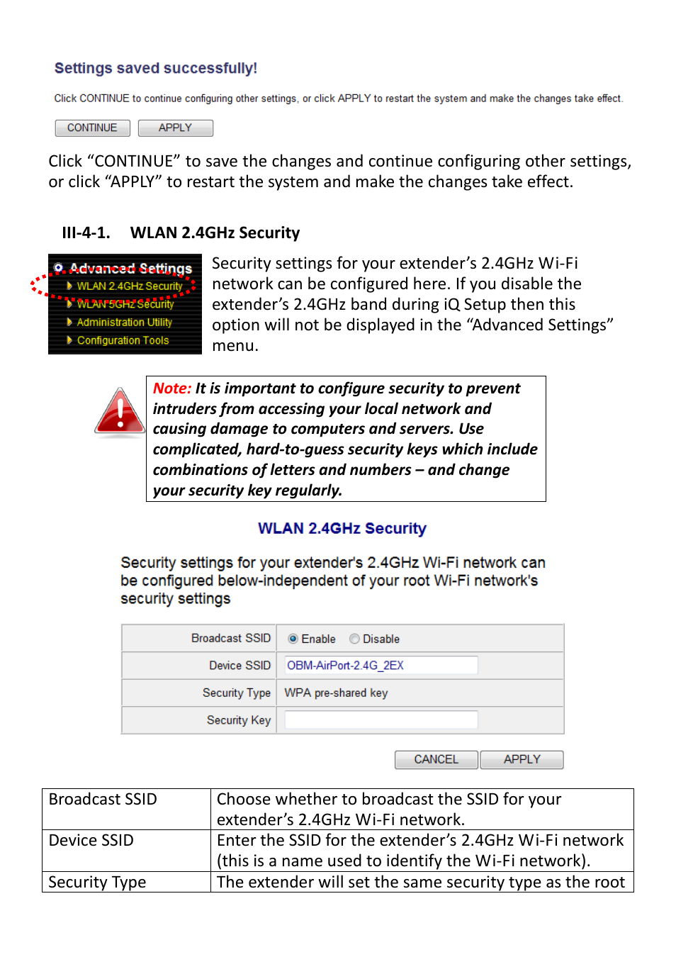 Iii-4-1, Wlan 2.4ghz security | Edimax Technology EW-7238RPD User Manual | Page 32 / 89