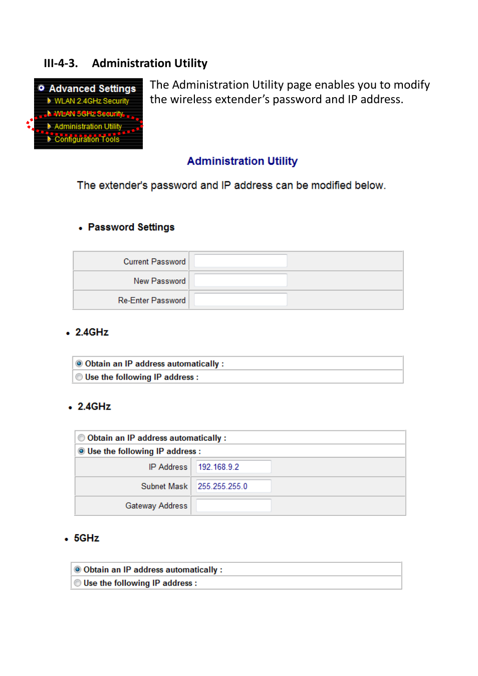 Iii-4-3, Administration utility | Edimax Technology EW-7238RPD User Manual | Page 35 / 89