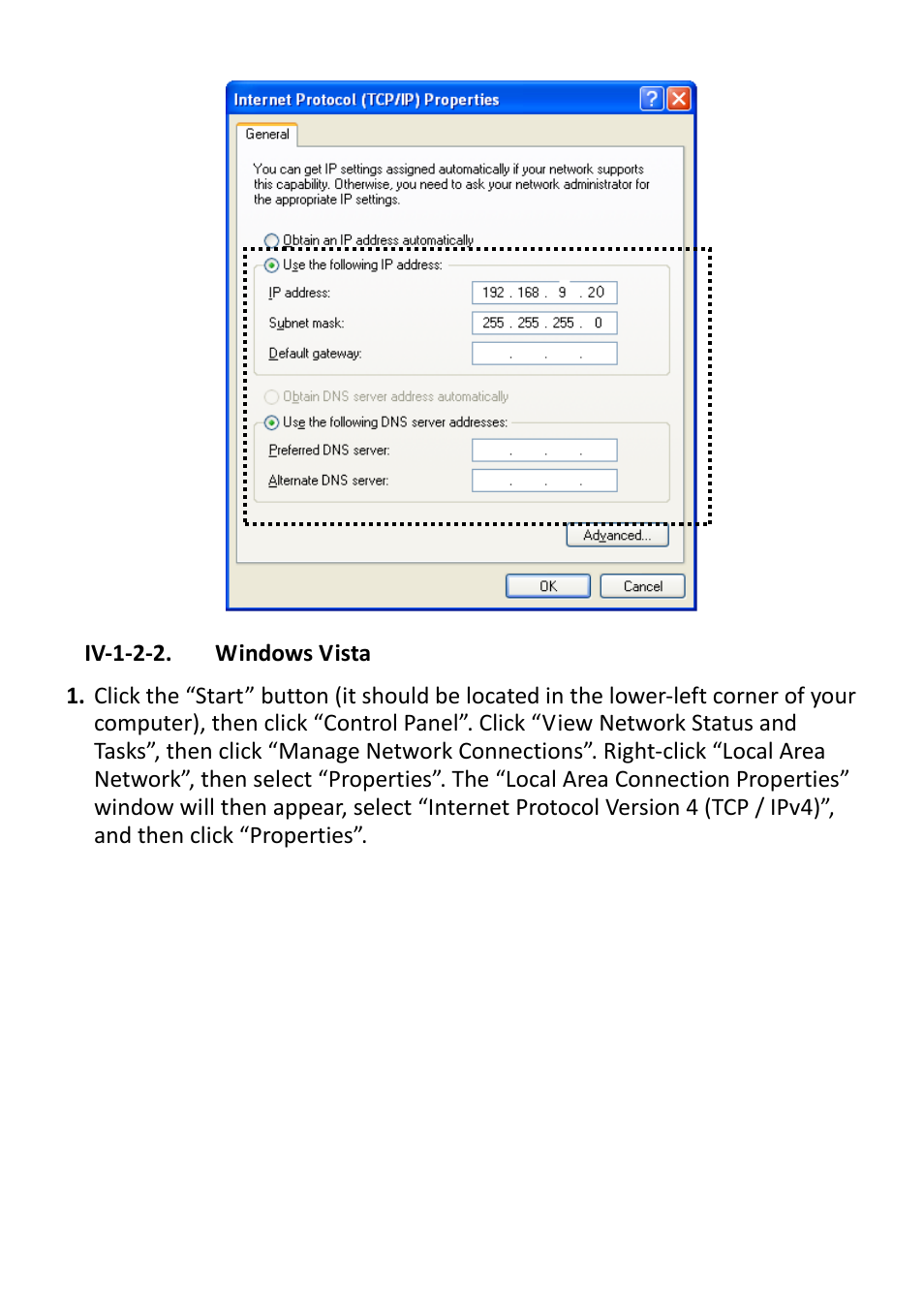 Iv-1-2-2. windows vista, Step 2 (windows vista) | Edimax Technology EW-7238RPD User Manual | Page 55 / 89