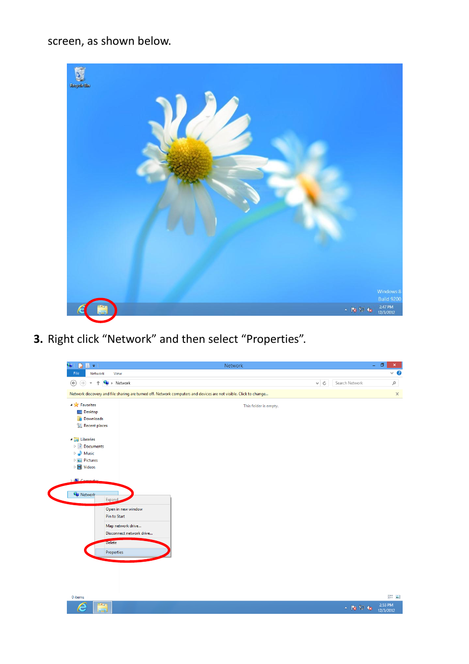 Screen, as shown below, Right click “network” and then select “properties | Edimax Technology EW-7238RPD User Manual | Page 62 / 89