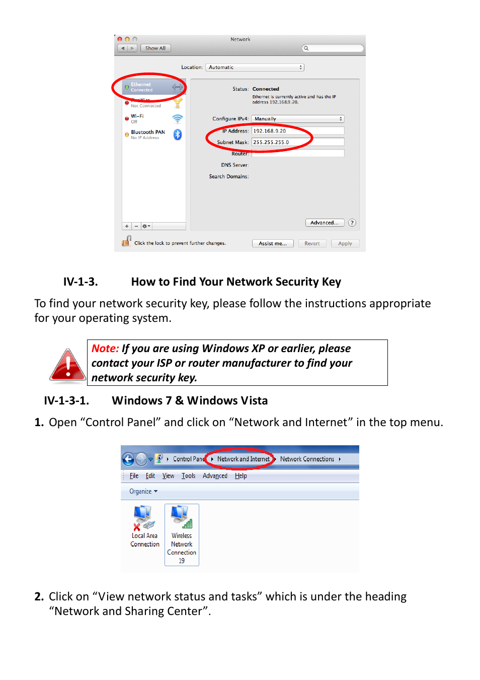Iv-1-3, How to find your network security key, Iv-1-3-1 | Windows 7 & windows vista, Iv-1-3. how to find your, Network security key | Edimax Technology EW-7238RPD User Manual | Page 68 / 89