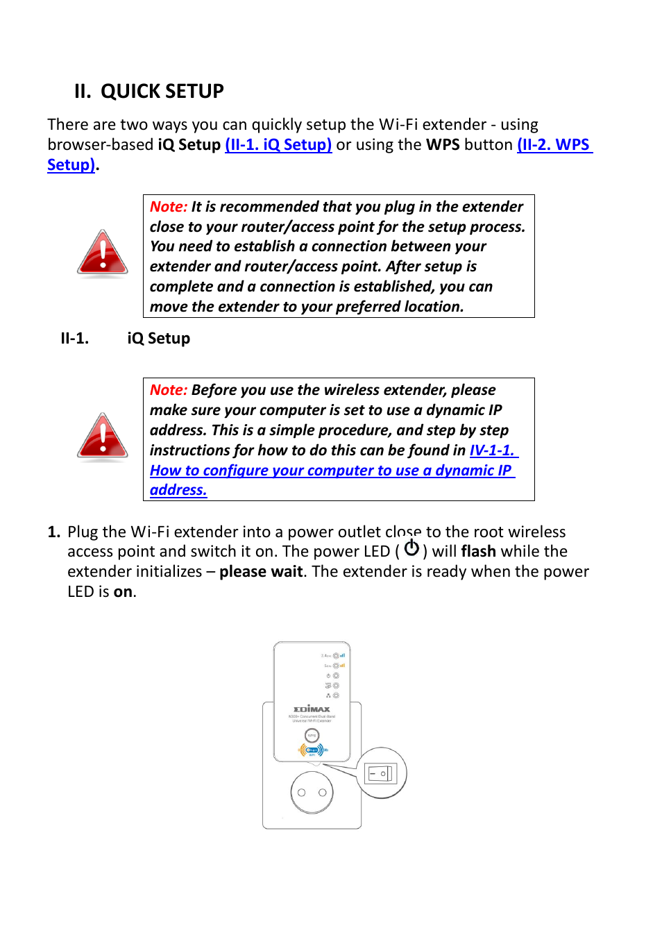 Ii. quick setup, Ii-1, Iq setup | Edimax Technology EW-7238RPD User Manual | Page 9 / 89