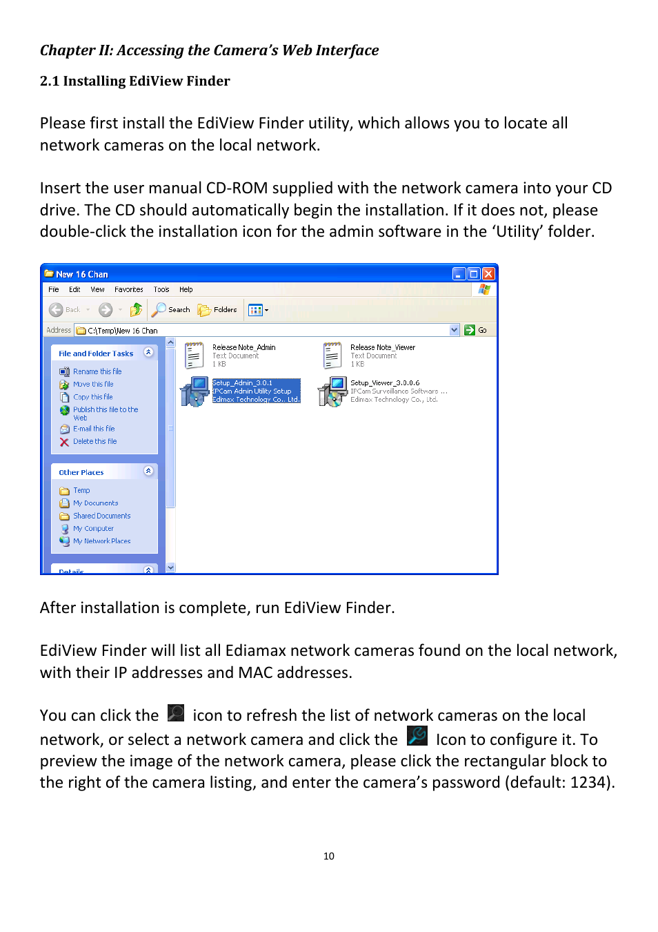 1 installing ediview finder | Edimax Technology IC-3115W User Manual | Page 11 / 150