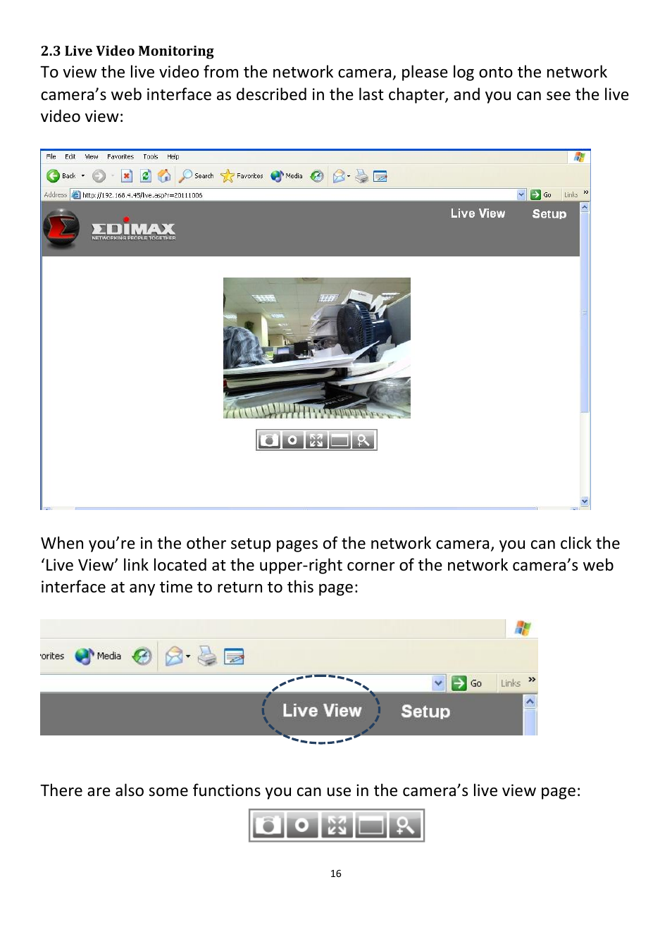 3 live video monitoring | Edimax Technology IC-3115W User Manual | Page 17 / 150