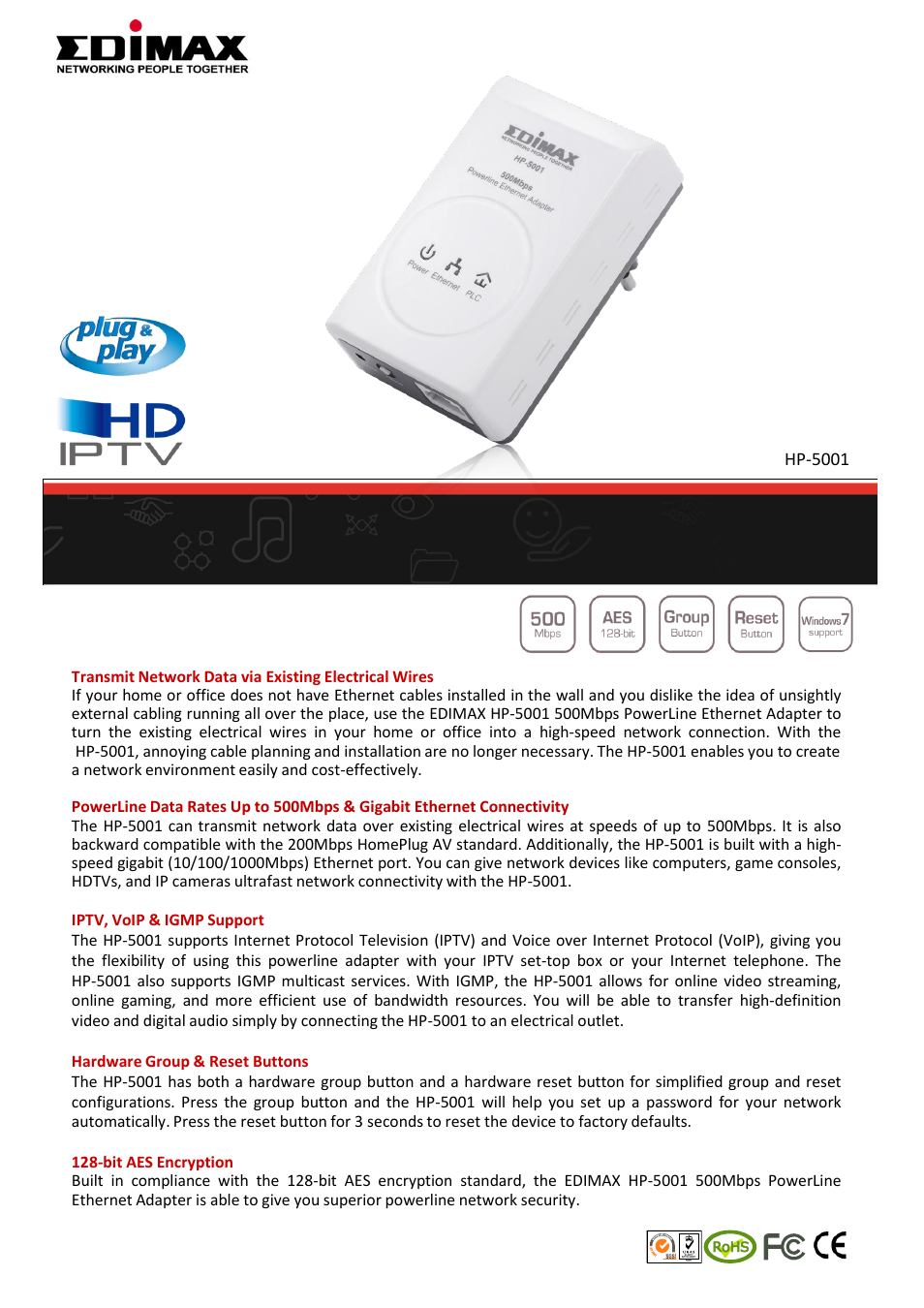 Edimax Technology HP-5001k User Manual | 2 pages